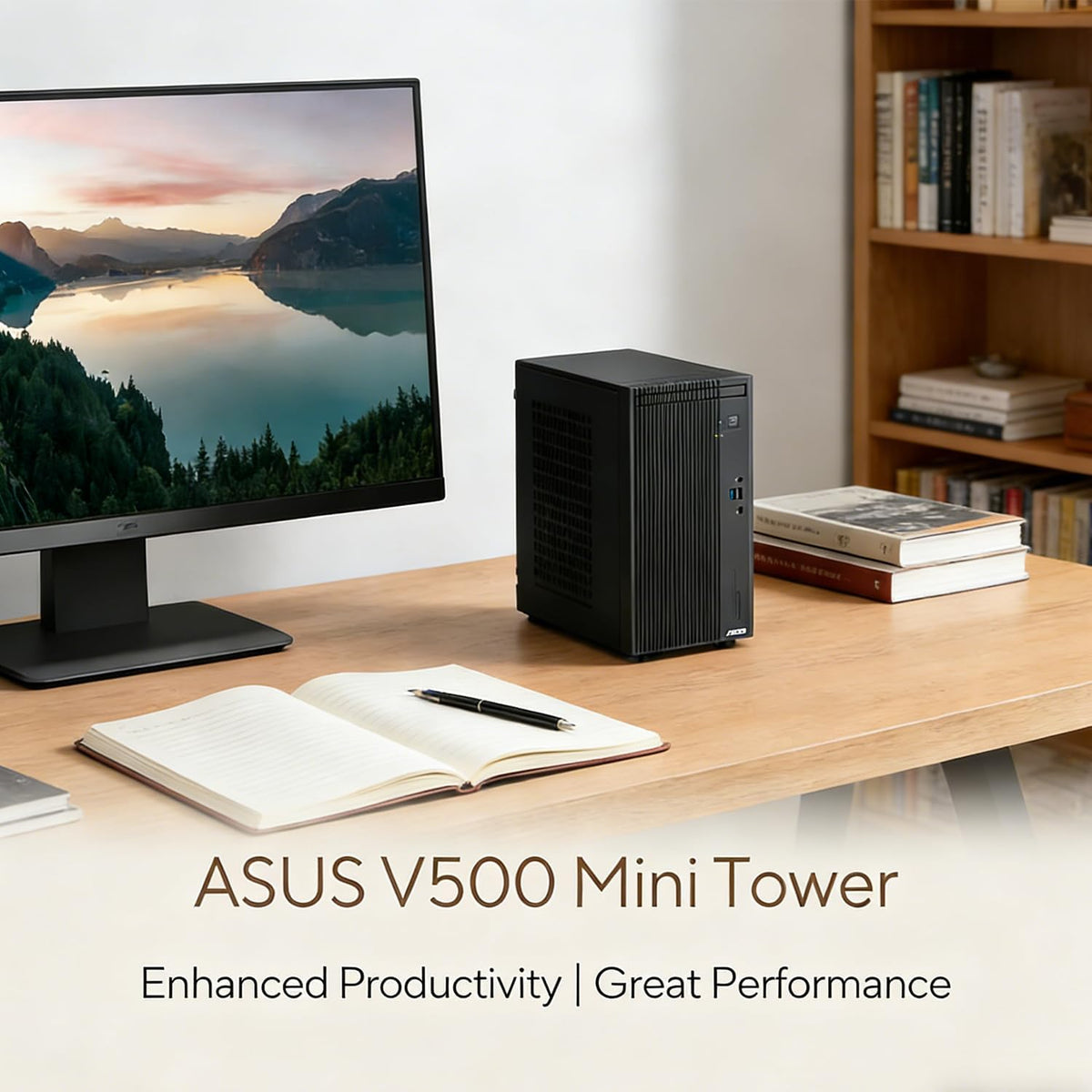 ASUS V500 Tower Desktop Computer | Intel Core i7 13620H (10 Cores, Up to 5GHz) | 16GB DDR5 RAM, 512GB PCIe SSD | WiFi 6, Bluetooth 5.4 | Intel UHD Graphics | Office 365 for The Web, Wired KB & Mouse