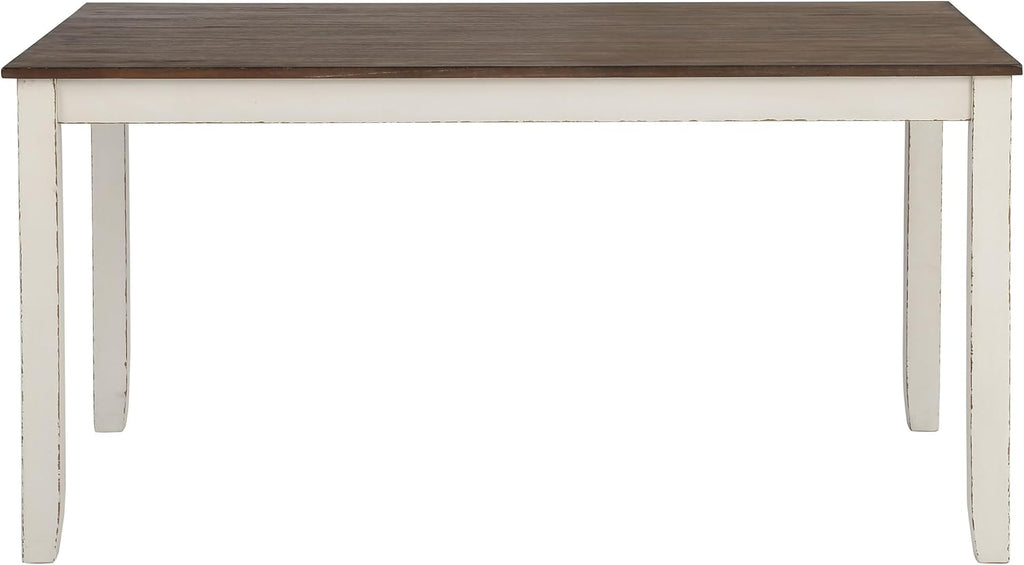 Coaster Home Furnishings - Fortress - Wood - 7-Piece Rectangular Dining Table Set – Farmhouse Style with Double-Cross Back Armless Side Chairs - Dining Room - Vintage White, Chestnut Brown - 190721