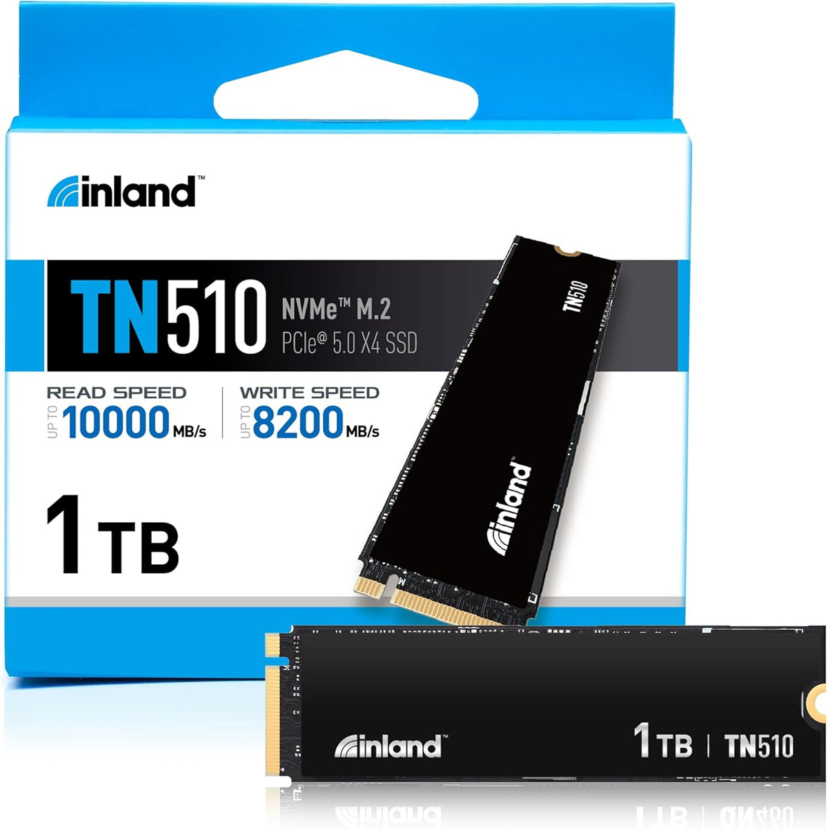 INLAND 1TB TN510 NVMe SSD Internal Solid State Drive - Gen 5x4, PCIe5.0 M.2 2280, seq. Read Speed up to 10,000 MB/s, for AI Applications, Gaming, and Video Editing