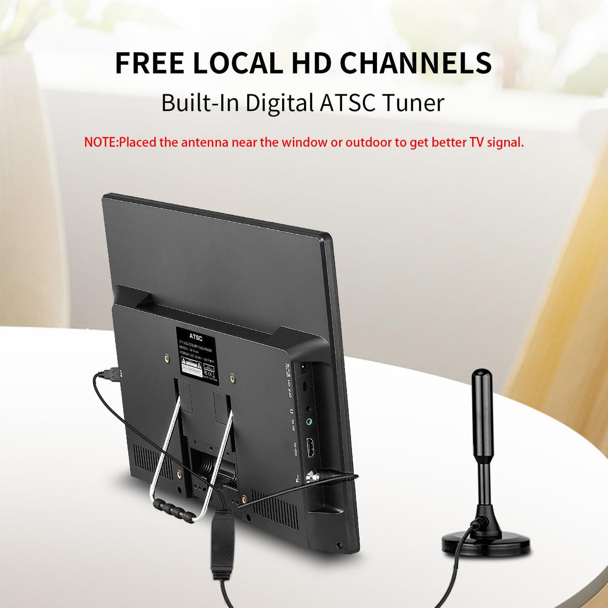 othoig 14inch Small Portable TV with Rechargeable Battery-Digital ATSC Tuner-Antenna-and USB/HDMI/AV Slot in,Car-12 Volt/AC- for Kitchens,RVs and Camping(NO with WiFi/Bluetooth/Satellite)