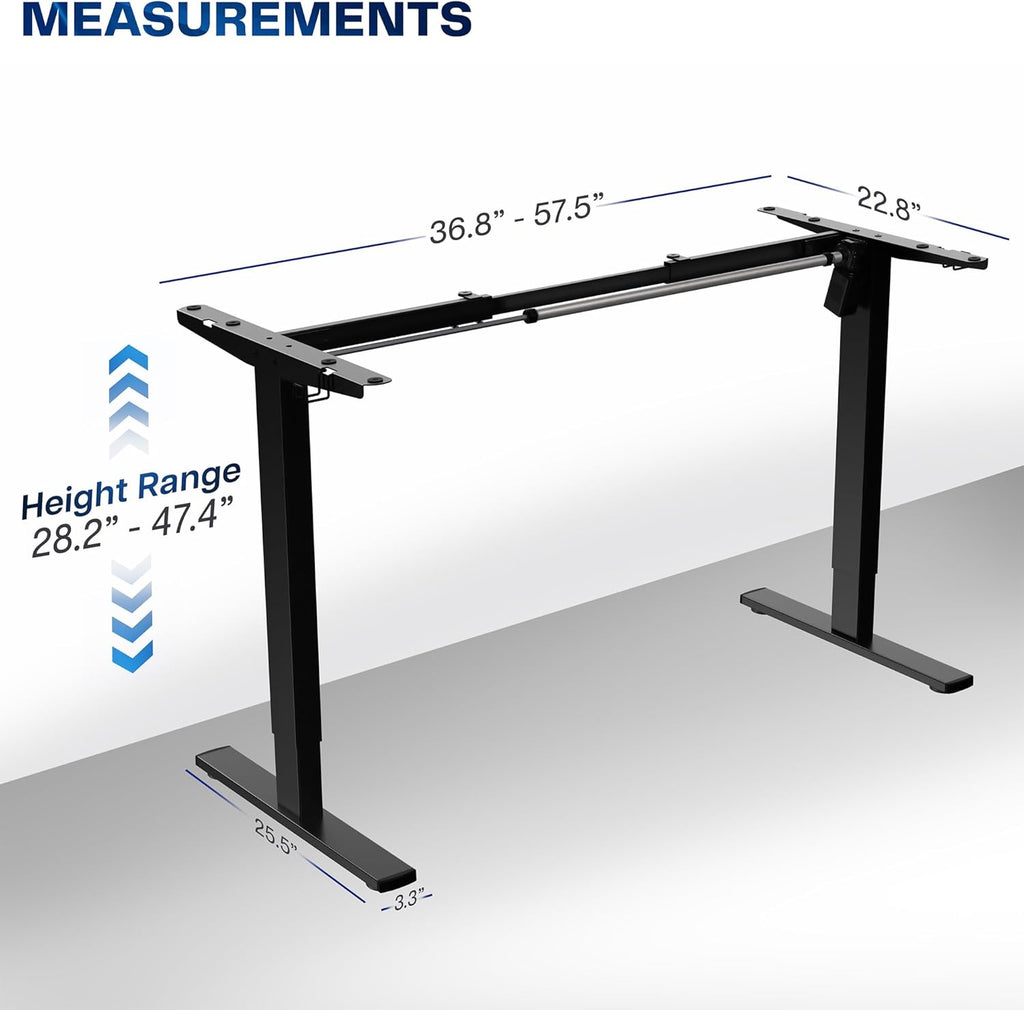 VIVO Electric Stand Up Desk Frame Workstation, Frame Only with 220 lbs Capacity, Brushless Motor Standing Height Adjustable Legs with Memory Controller, Black, DESK-V100EBY