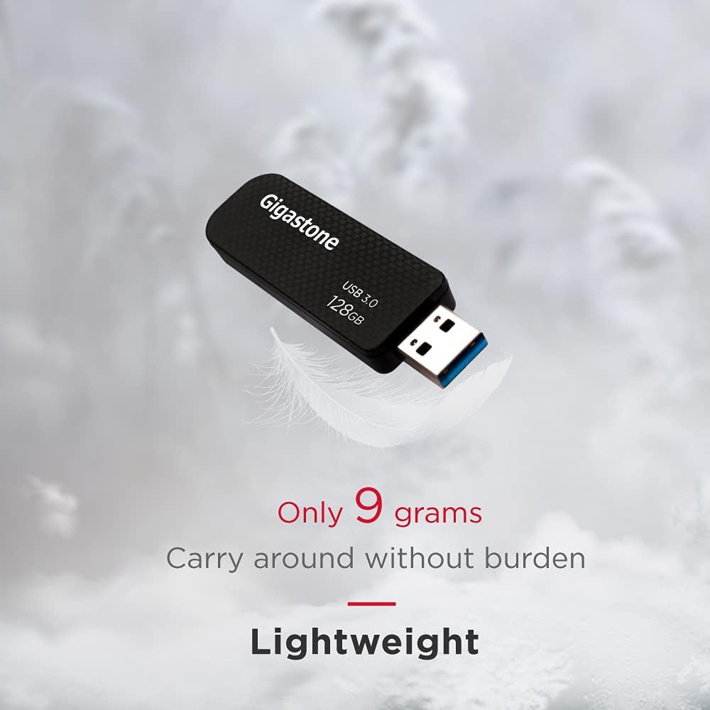 GIGASTONE 128GB Flash Drive (5 Pack) Z30 USB 3.2 Gen 1, 100MB/s Ultra Fast, Keychain Loop, Carbon Fiber Style, Push-Pull Design, Data Storage, Backup for PC/Mac/TV/Car, USB 2.0/3.0/3.1 Compatible