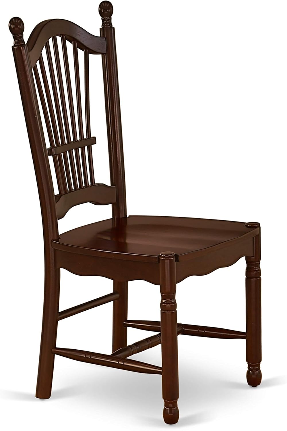 East West Furniture DOC-MAH-W Dover Kitchen Dining Chairs - Slat Back Wood Seat Chairs, Set of 2, Mahogany