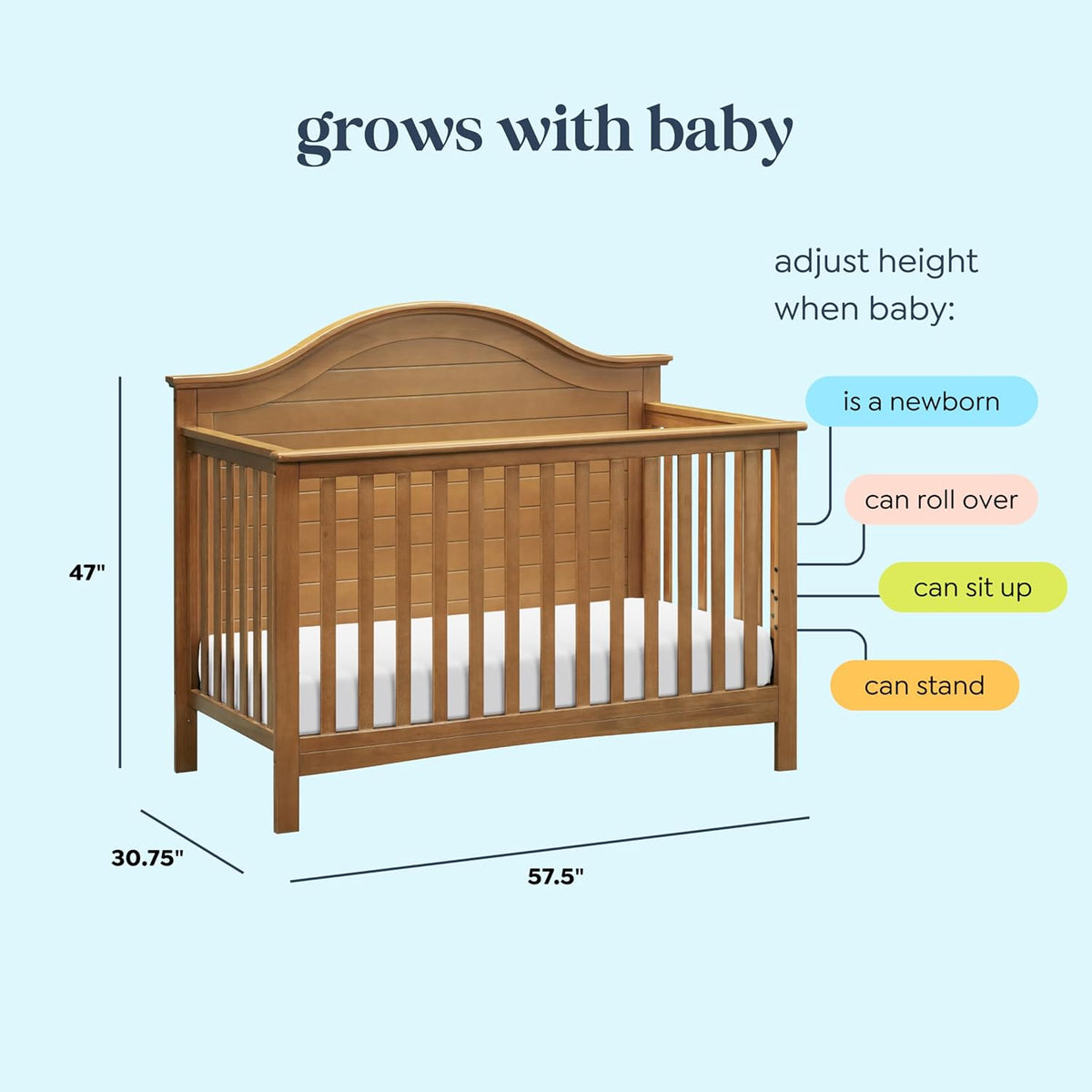 Carter's by Davinci Nolan 4-in-1 Convertible Crib in Chestnut, Greenguard Gold Certified