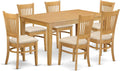 East West Furniture CAVA7-OAK-C 7 Piece Dining Table Set Consist of a Rectangle Wooden Table and 6 Linen Fabric Dining Room Chairs, 36x60 Inch, Oak