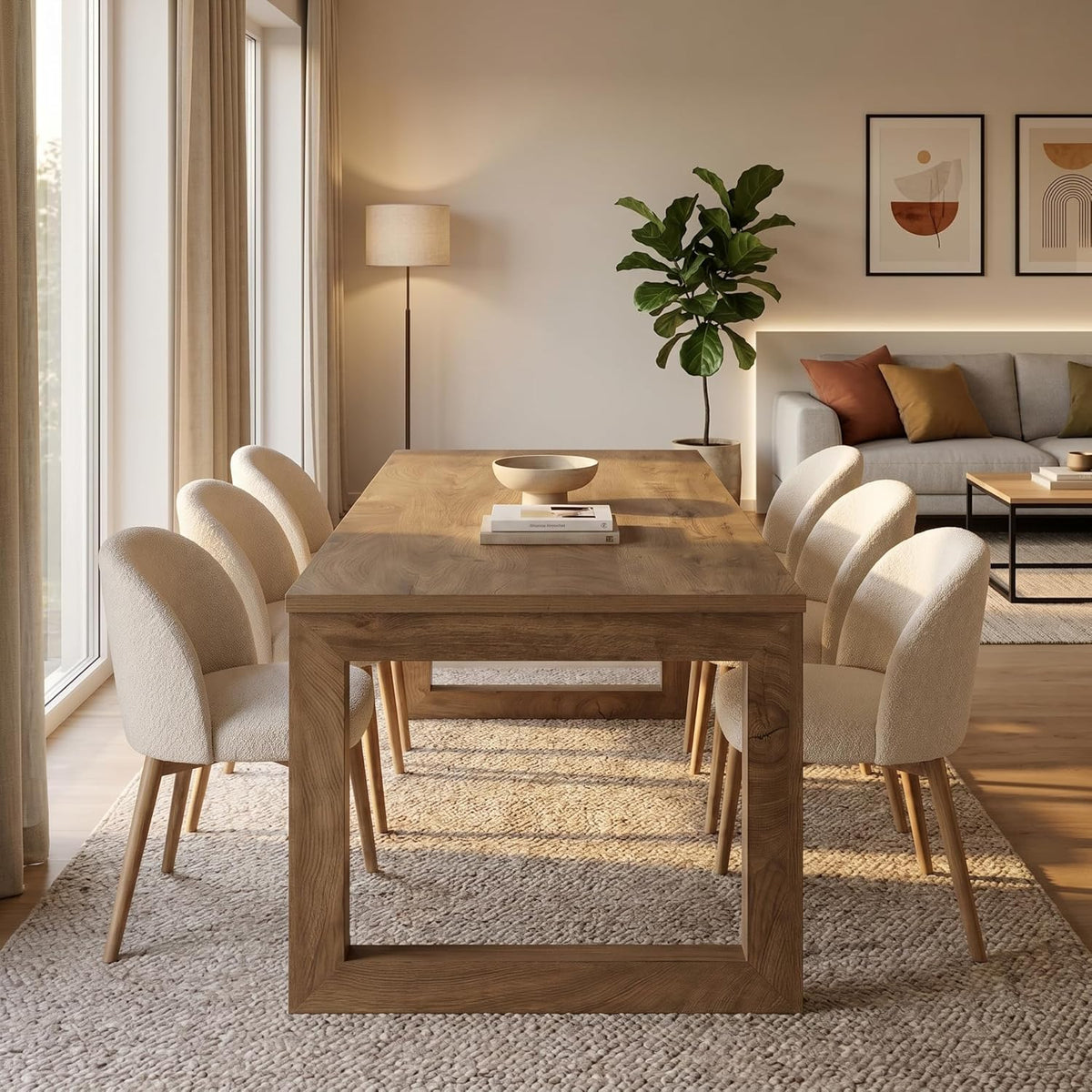 Tribesigns 78.7-Inch Dining Table for 6-8 People, Wooden Kitchen Table with Pedestal Base, Rustic Extra Long Rectangular Dinner Table for Dining Room, Restaurant, Easy Assembly