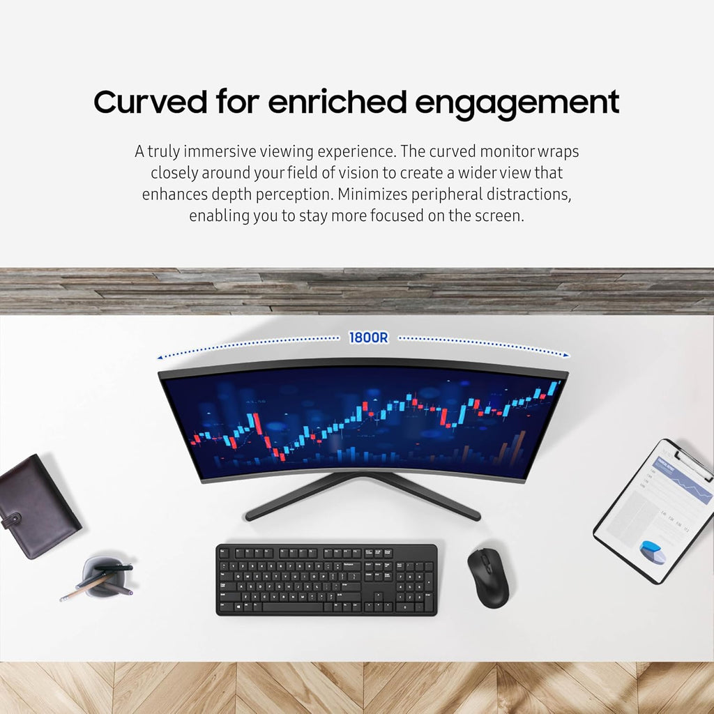 Samsung 27-inch S3 (S39GD) FHD 100Hz Curved Monitor, Game Mode, Eye Saver Mode, Multiple Connectivity with HDMI Port, Built-in Speakers, LS27D396GANXZA, 2025