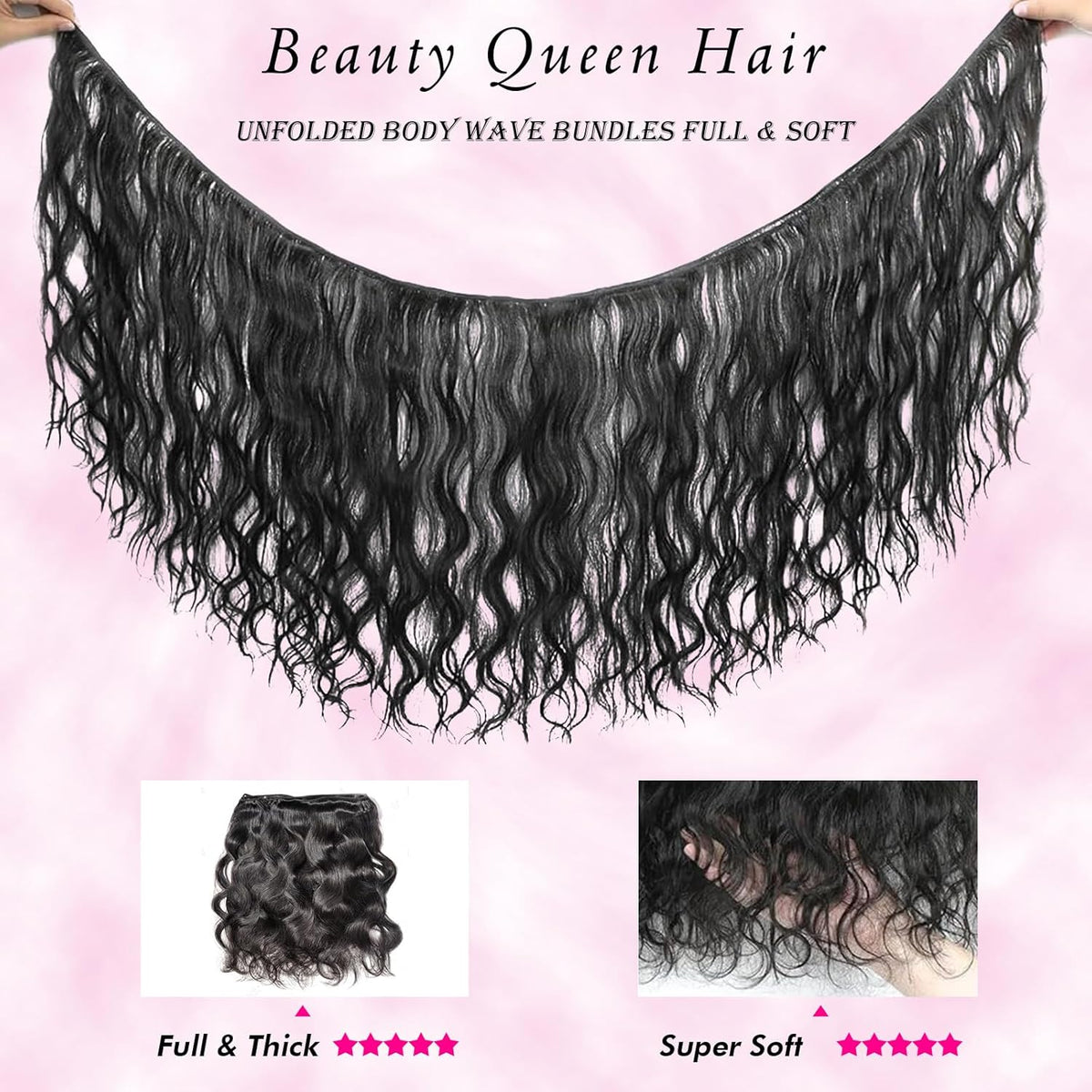 Beauty Queen 16A Body Wave Bundles Human Hair (20 18 16 Inch) 100% Unprocessed Brazilian Virgin Weave 3 Bundles Human Hair Full And Thick Remy Hair Extensions Natural Color for Women
