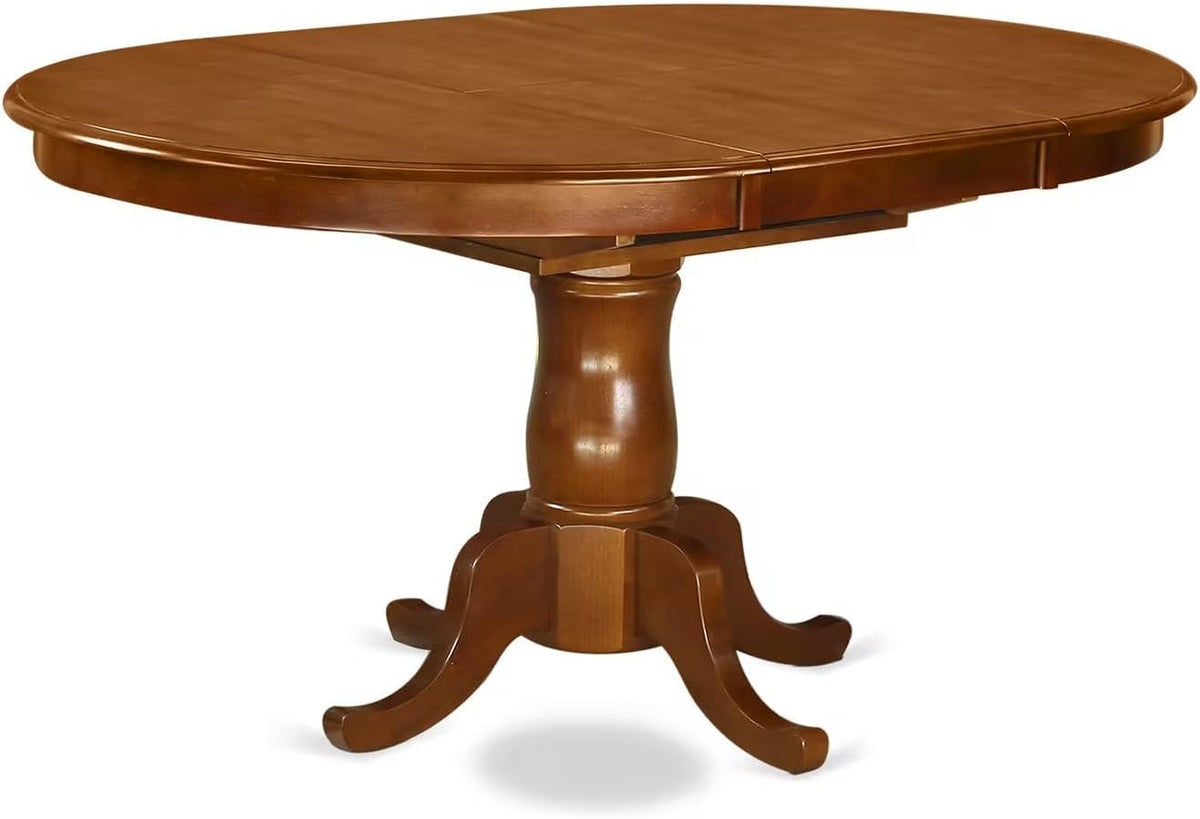 East West Furniture PORT7-SBR-C 7 Piece Dining Table Set Consist of an Oval Dining Room Table with Butterfly Leaf and 6 Linen Fabric Upholstered Chairs, 42x60 Inch, Saddle Brown