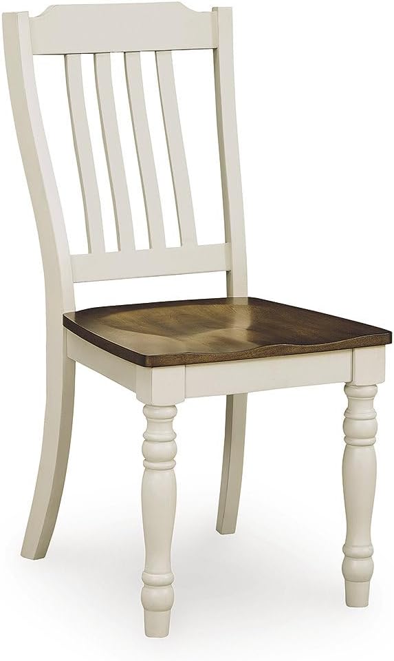 Signature Design by Ashley Waverun Casual Dining Chair,Set of 2, White & Dark Brown