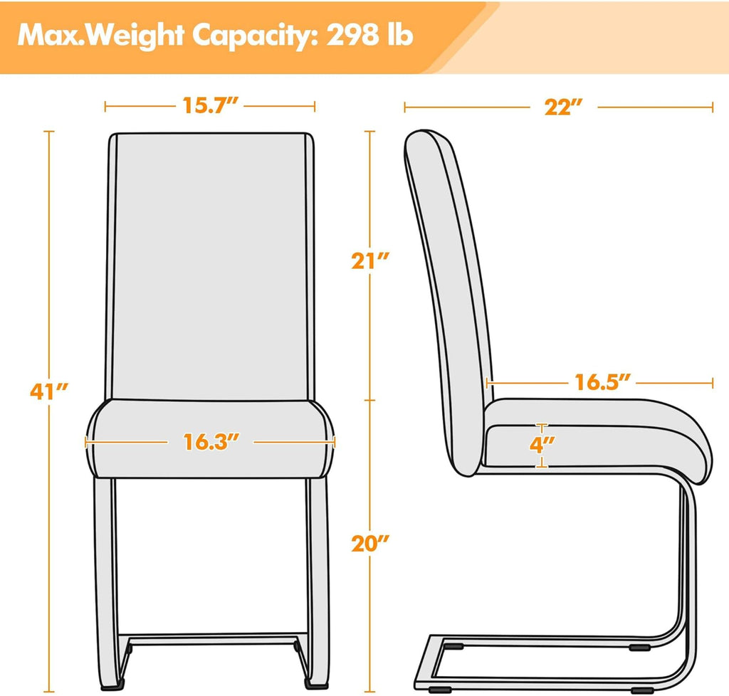 Yaheetech Dining Chairs Set of 6 Modern Faux Leather Upholstered Dining Room Chairs with High Back and Metal Chrome Legs for Kitchen/Living Room/Restaurant, Black