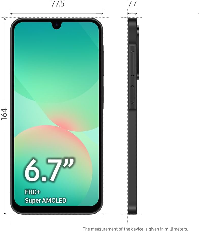 SAMSUNG Galaxy A26 5G 2025 with AI | 256GB, 8GB, Dual SIM | 6.7" 120Hz AMOLED, IP67 Water Resistant, Android 15 | International Model Factory Unlocked for T-Mobile, Global | 25W Charger Bundle (Black)