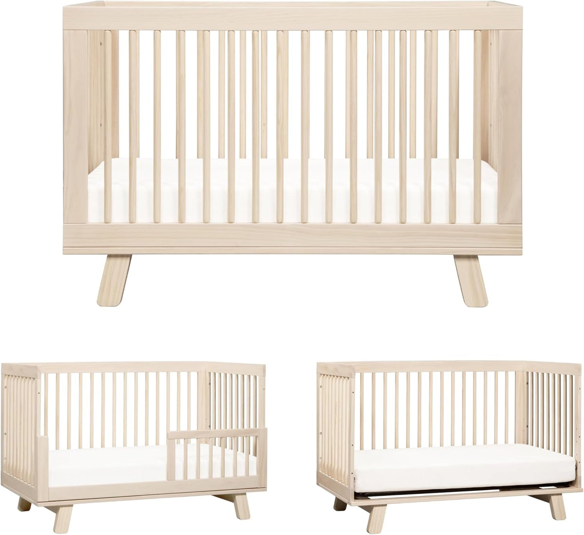 Babyletto Hudson 3-in-1 Convertible Baby Crib - GREENGUARD Gold Certified - Convertible Crib to Toddler Bed and Daybed - Baby Bed with 4 Adjustable Heights - Wooden Crib - Washed Natural