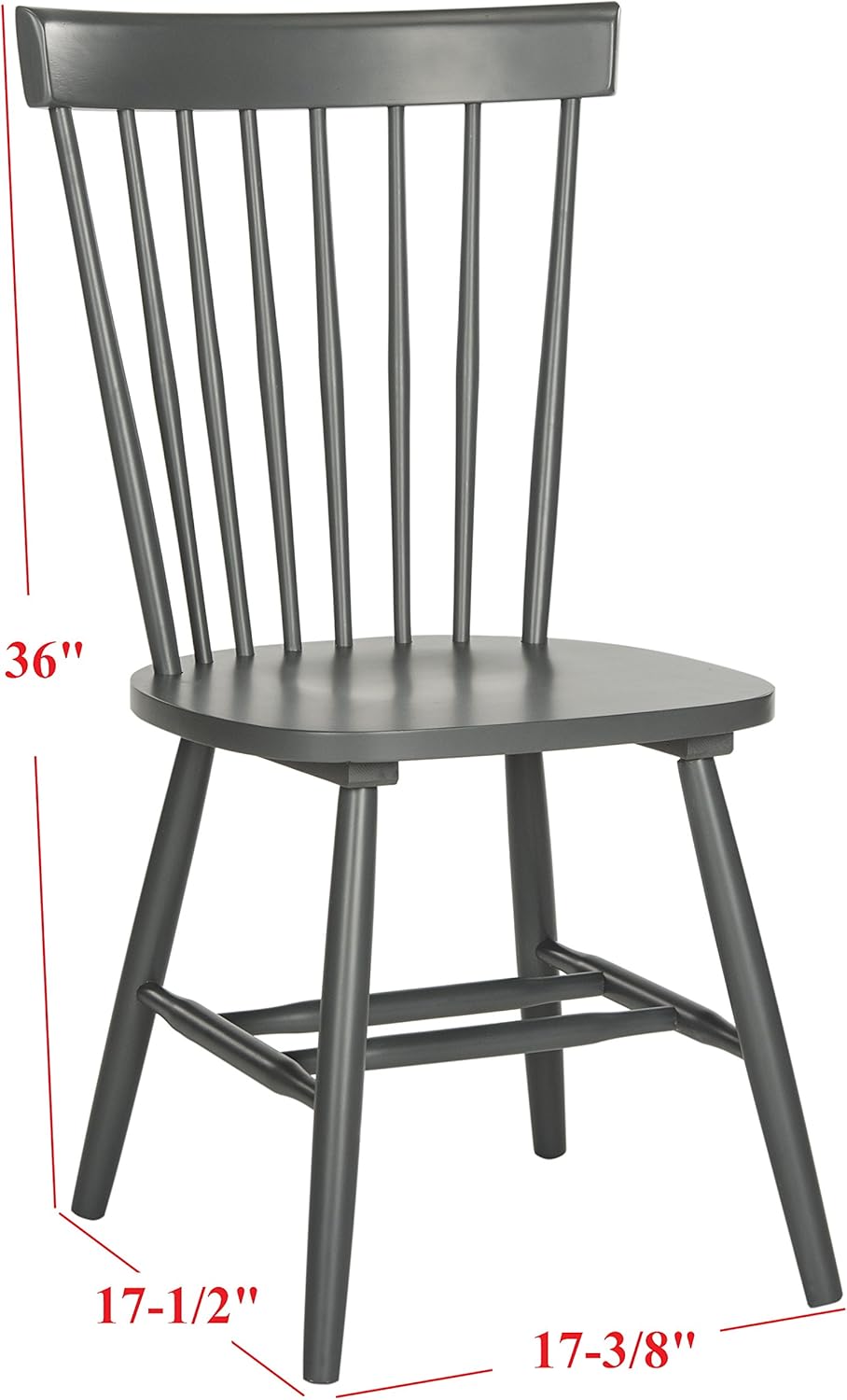 SAFAVIEH Furniture - Parker Spindle Dining Chair Set of 2 - Charcoal Grey - Solid Wood - Classic Windsor Design - Ideal for Dining Room, Kitchen, 17.3" Seat Height (AMH8500G-SET2)