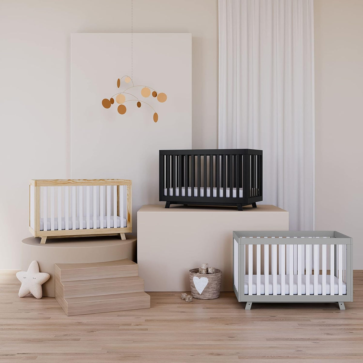 Storkcraft Beckett 3-in-1 Convertible Crib – GREENGUARD Gold Certified, Fits Standard Crib Mattress, Converts to Toddler Bed and Daybed, 4 Mattress Heights, Grow-with-Me Design (Driftwood)