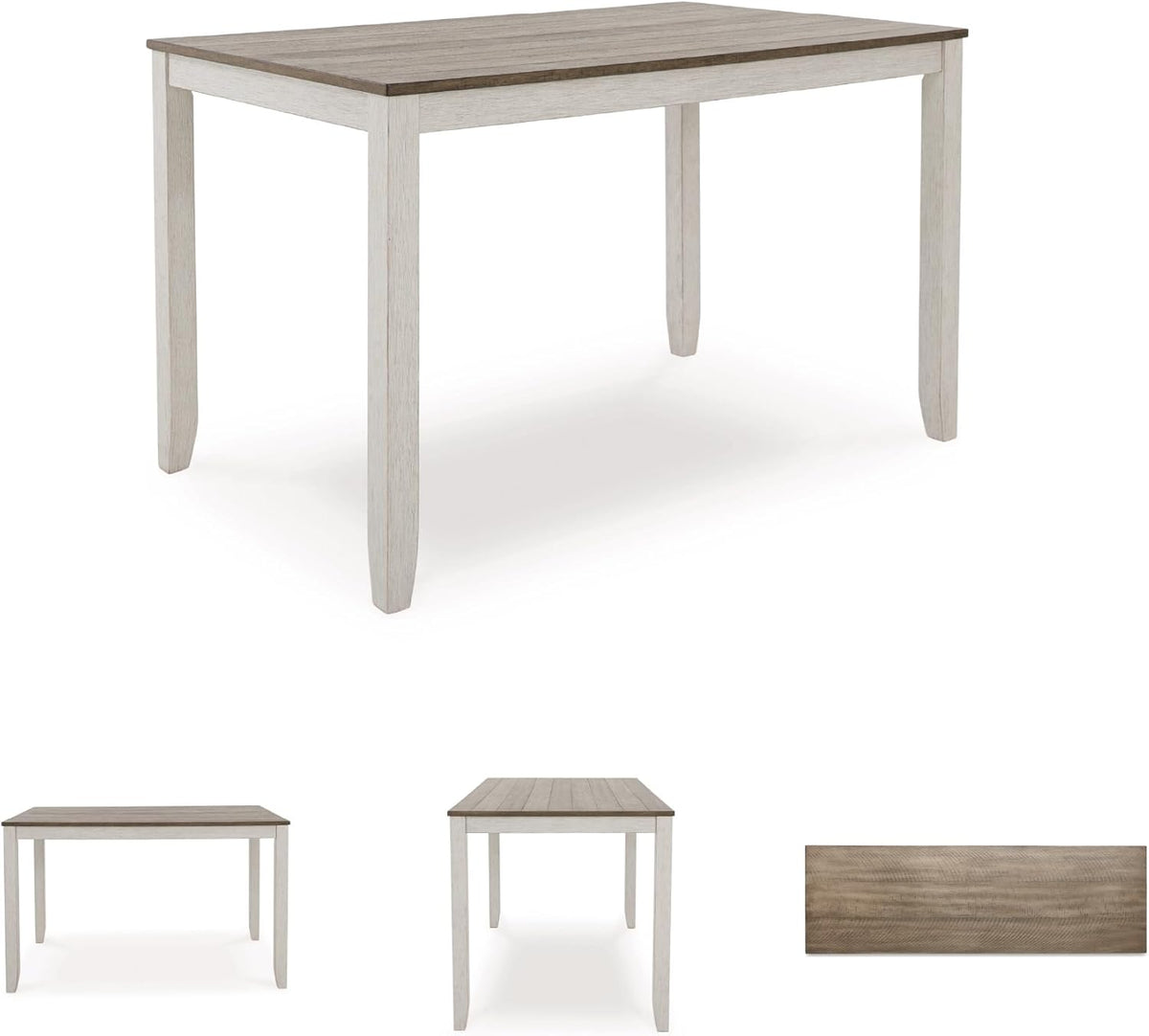 Signature Design by Ashley Skempton Modern Farmhouse Counter Height Dining Table and Upholstered Bar Stools, Set of 7, White & Light Brown