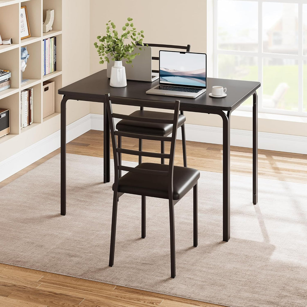 5-Piece Dining Table Set with 4 Chairs, MDF & Metal Construction, Upholstered Seat Dining Set for Small Space, Apartment, Kitchen