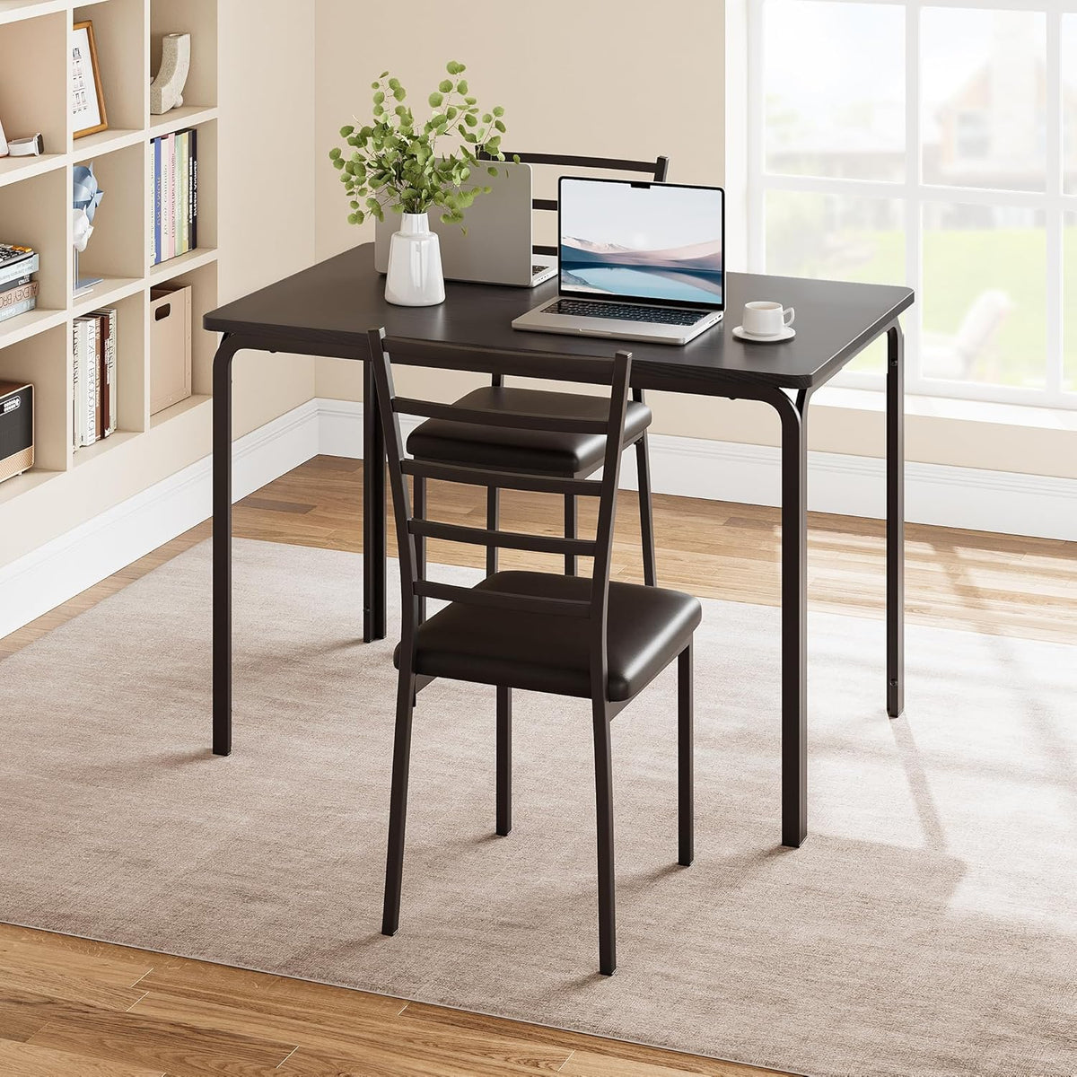 5-Piece Dining Table Set with 4 Chairs, MDF & Metal Construction, Upholstered Seat Dining Set for Small Space, Apartment, Kitchen