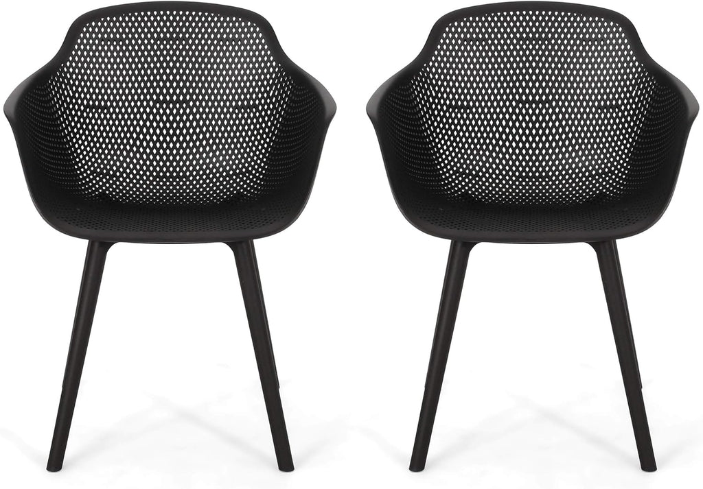 Christopher Knight Home Davina Outdoor Dining Chair (Set of 2), Polypropylene, Black