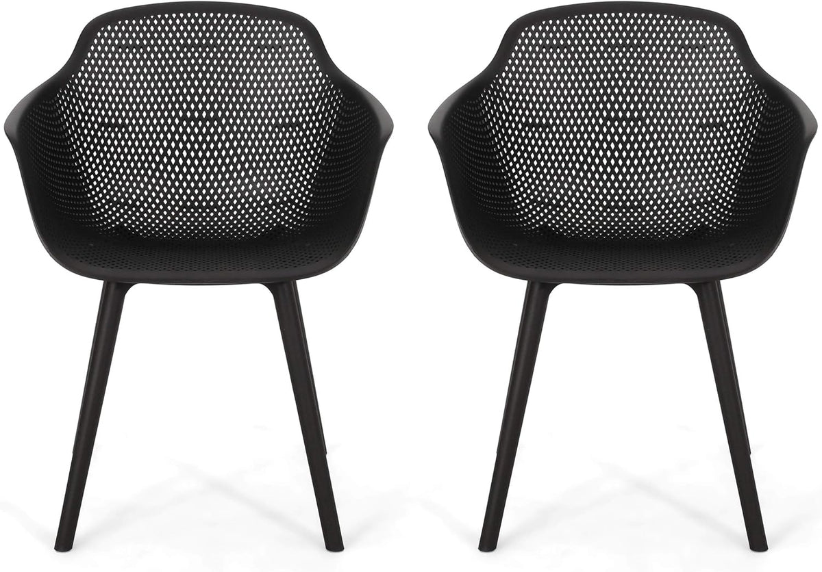 Christopher Knight Home Davina Outdoor Dining Chair (Set of 2), Polypropylene, Black