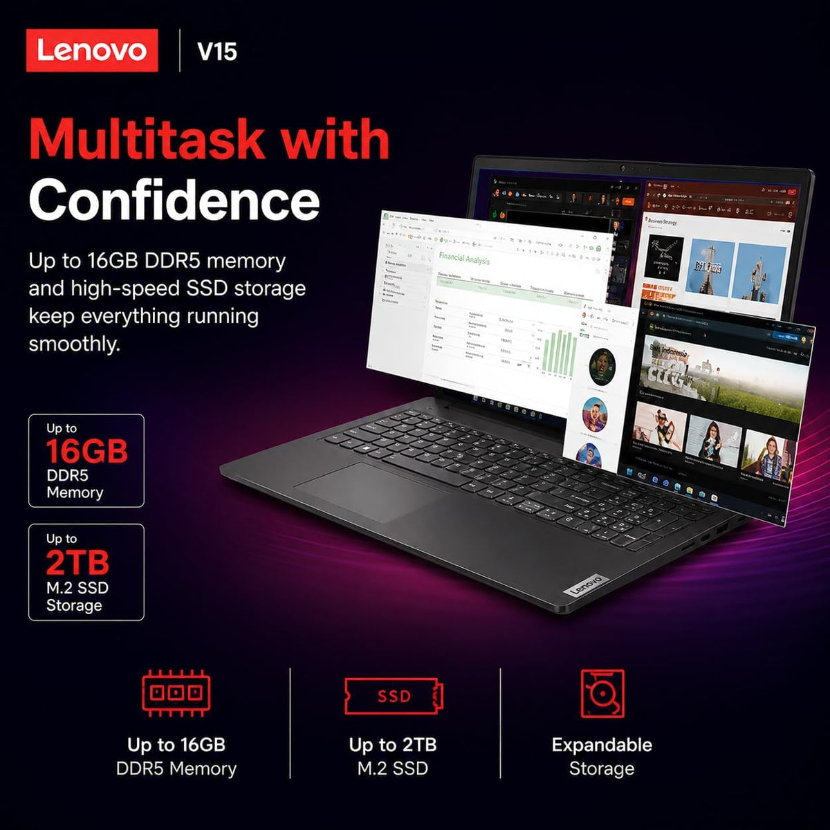 Lenovo 2026 Newly Released Business Laptop with MS 365 for the Web, AMD Ryzen 3 7000-Series CPU, 16GB DDR5, 256GB PCIE, 15.6" FHD Display, Fast Charging Speed, 14.5-Hour Battery Life, Windows 11 Pro
