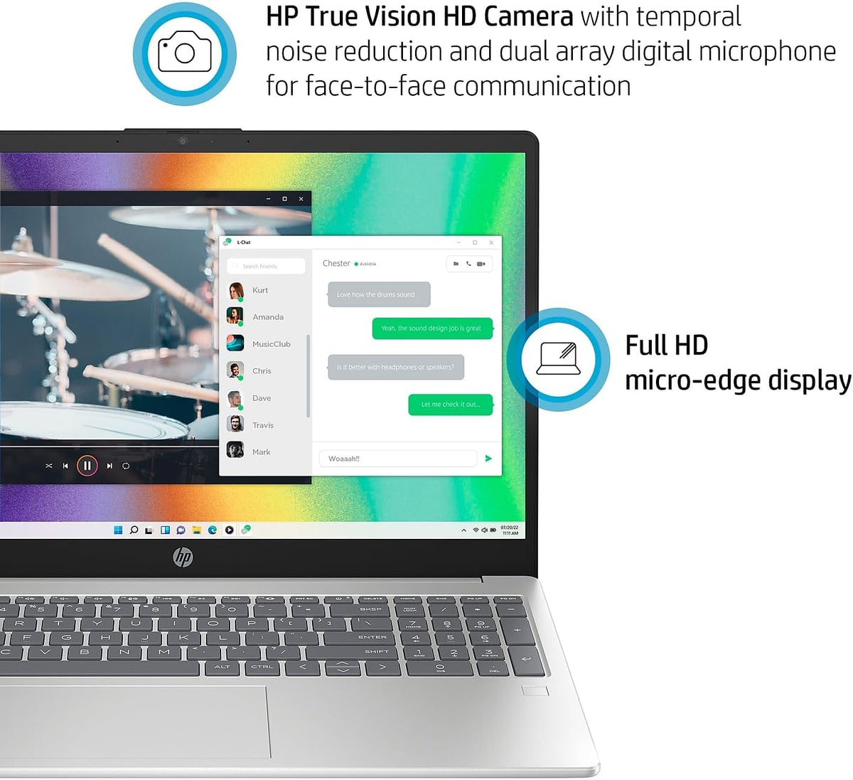 HP 15.6" Diagonal Full HD (1920 x 1080) Laptop, 11th Gen Intel Core i5-1135G7 Processor, 8GB DDR4 RAM, 256GB SSD, 802.11ac, Bluetooth, HDMI, Windows 11