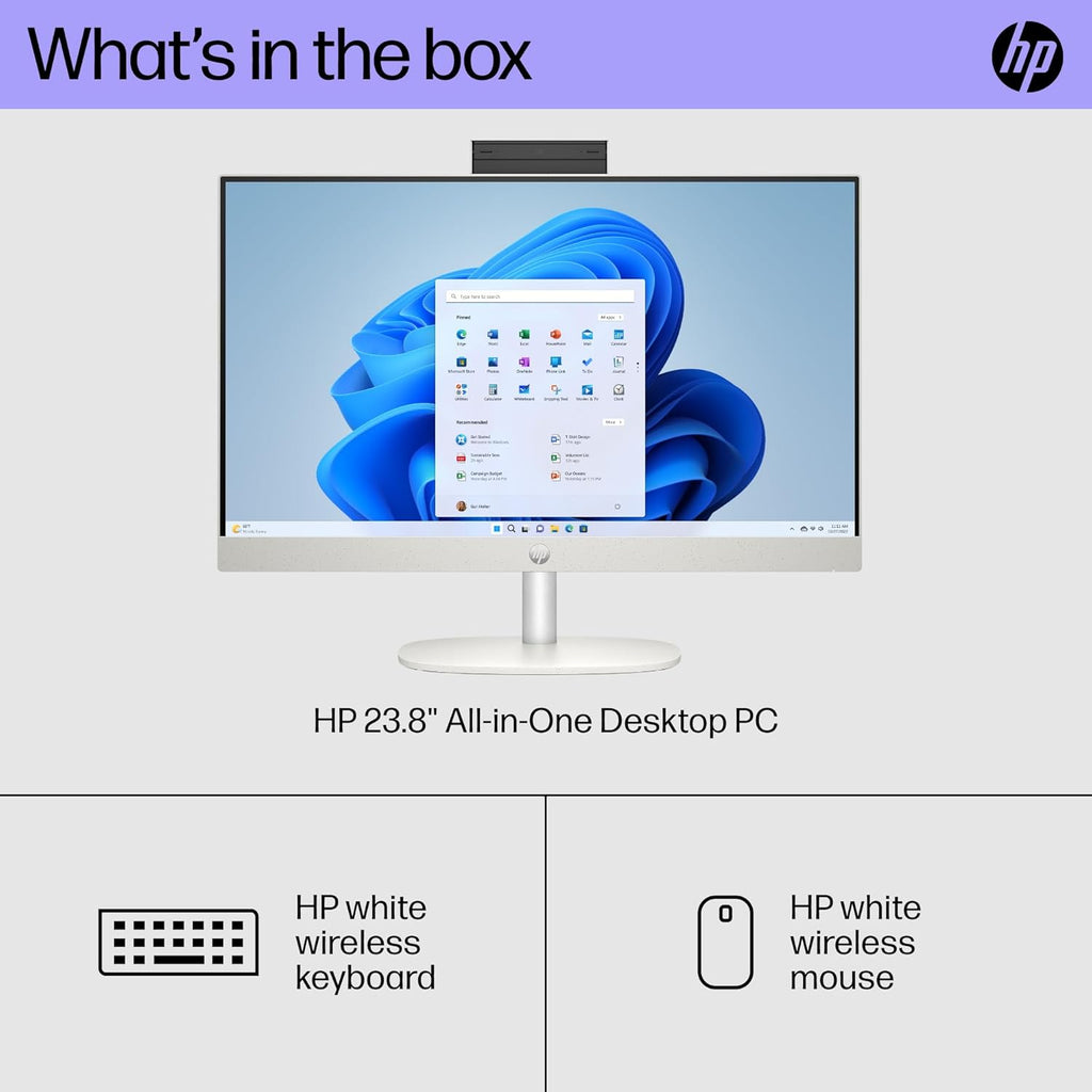 HP 23.8 inch All-in-One Desktop PC, FHD Display, AMD Ryzen 7 7730U, 16 GB RAM, 512 GB SSD, AMD Radeon Graphics, Windows 11 Home, 24-cr0090 (2023)