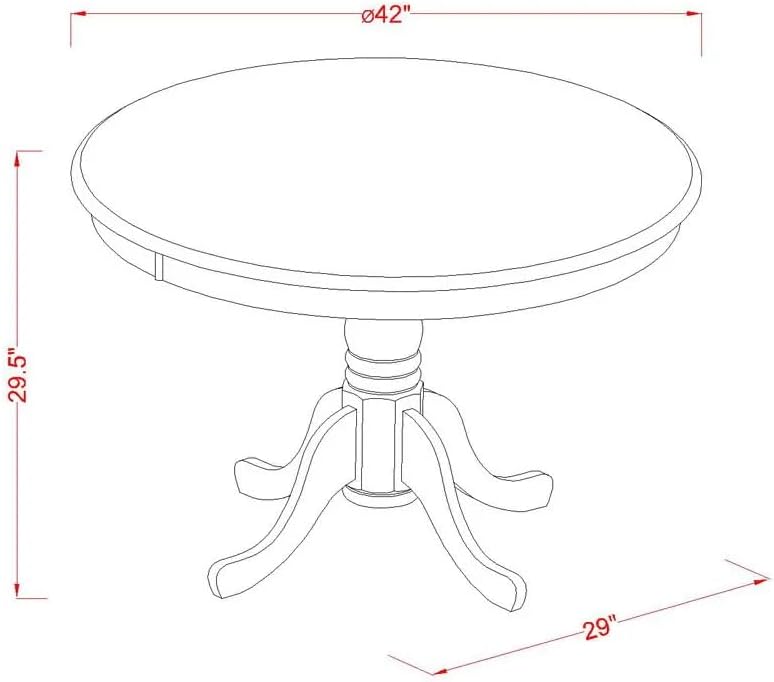 East West Furniture HBMZ5-AWA-32 5 Piece Dining Room Furniture Set Contains a Round Dining Table and 4 Parson Chairs, 42x42 Inch, Antique Walnut