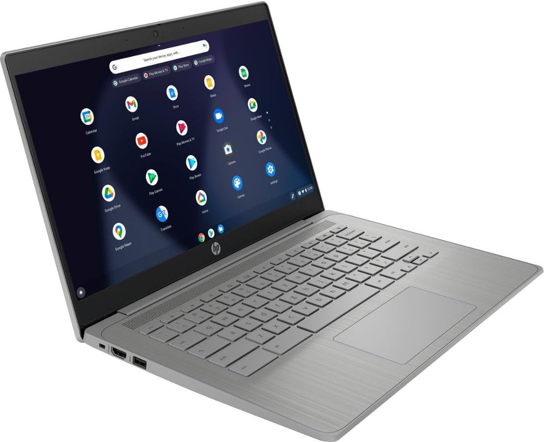HP 2023 Chromebook Laptop, 14 Inch Display, Intel Celeron N4120 Processor, 4GB RAM, 64GB eMMC, Intel UHD Graphics 600, WiFi, Bluetooth, Chrome OS, Modern Gray