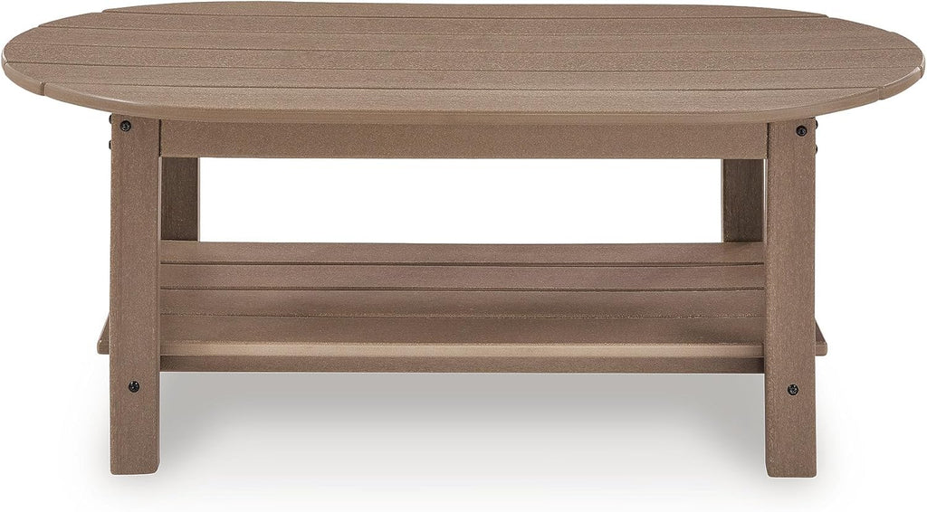 Signature Design by Ashley Cliffs Beach Outdoor Coffee Table with Weather-Resistant MEGA-TUFF HDPE Slatted Top, Patio and Poolside Seating Areas, 48" W x 26.25" D x 18" H