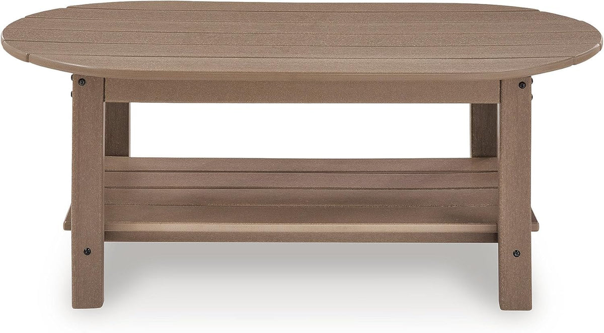 Signature Design by Ashley Cliffs Beach Outdoor Coffee Table with Weather-Resistant MEGA-TUFF HDPE Slatted Top, Patio and Poolside Seating Areas, 48" W x 26.25" D x 18" H