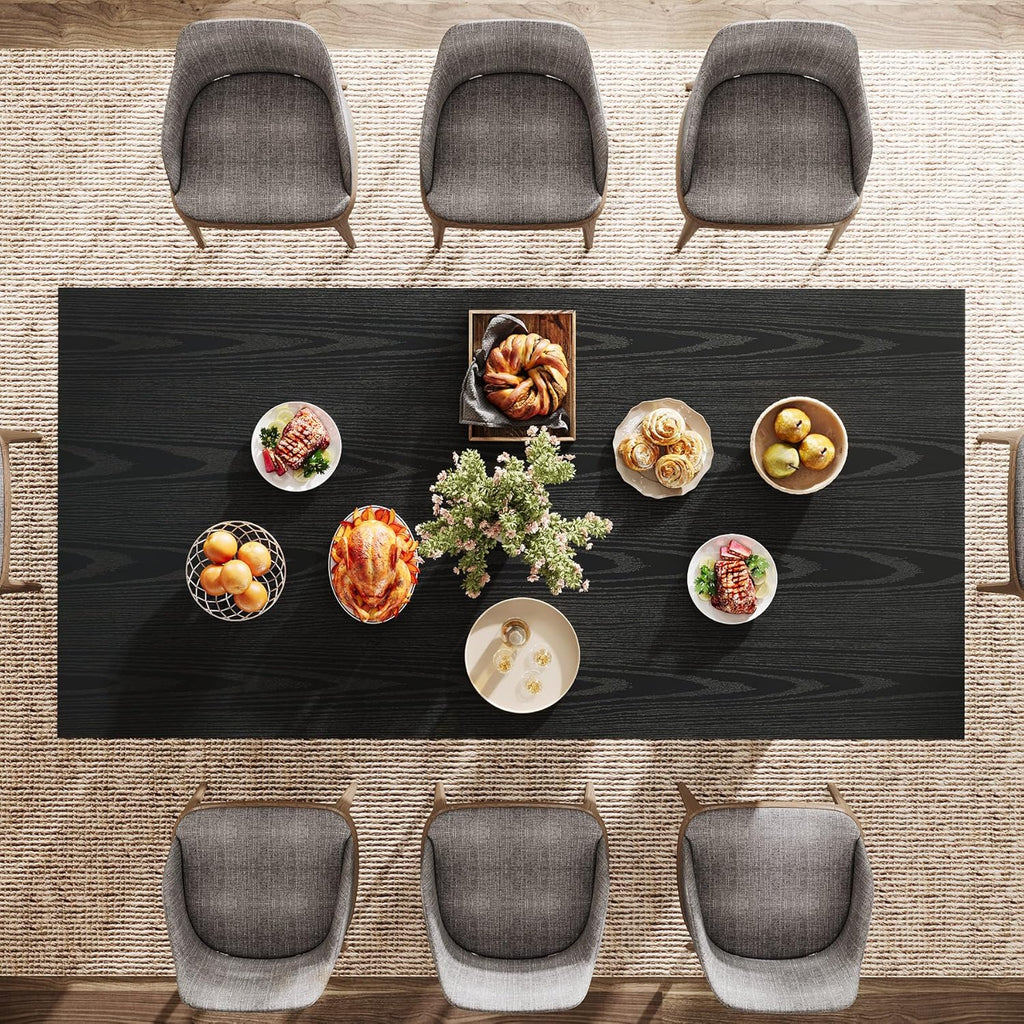 Tribesigns Farmhouse Dining Table, 63-Inch Rectangular Kitchen Table with Strong Geometric Frame for Kitchen & Dining & Living Room (Black)