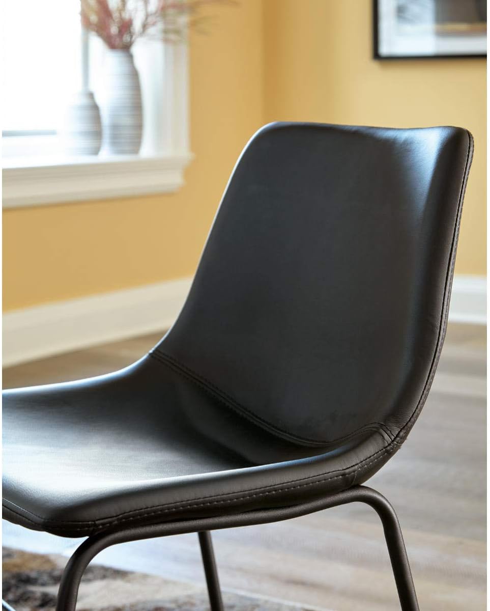 Signature Design by Ashley Centiar Mid Century Dining Room Bucket Chair, 2 Count, Black