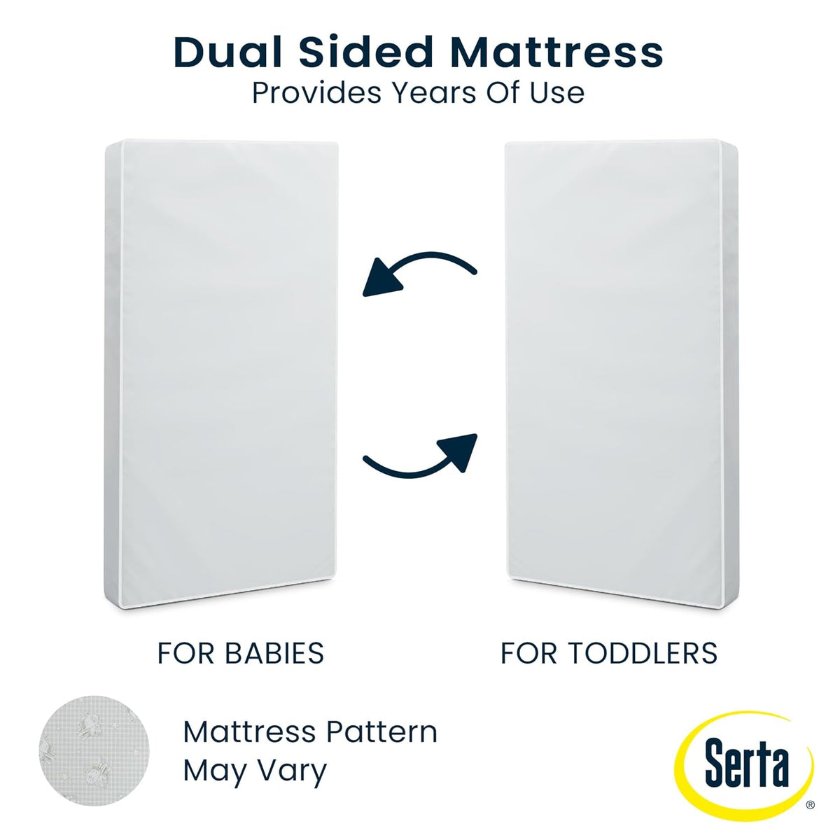 Serta Perfect Slumber Dual Sided Crib and Toddler Mattress - Waterproof - Hypoallergenic - Premium Sustainably Sourced Fiber Core -GREENGUARD Gold Certified (Non-Toxic) -7 Year Warranty - Made in USA