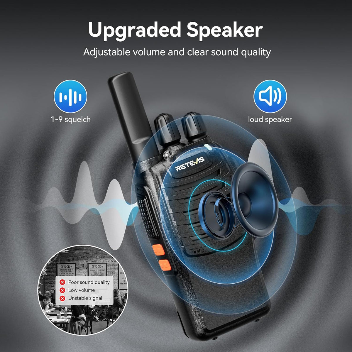 Case of 6,Retevis H-777 Walkie Talkies for Adults Long Range, Rechargeable Two-Way Radios,with 6-Way Multi Unit Charger,Flashlight Handheld Business 2 Way Radios