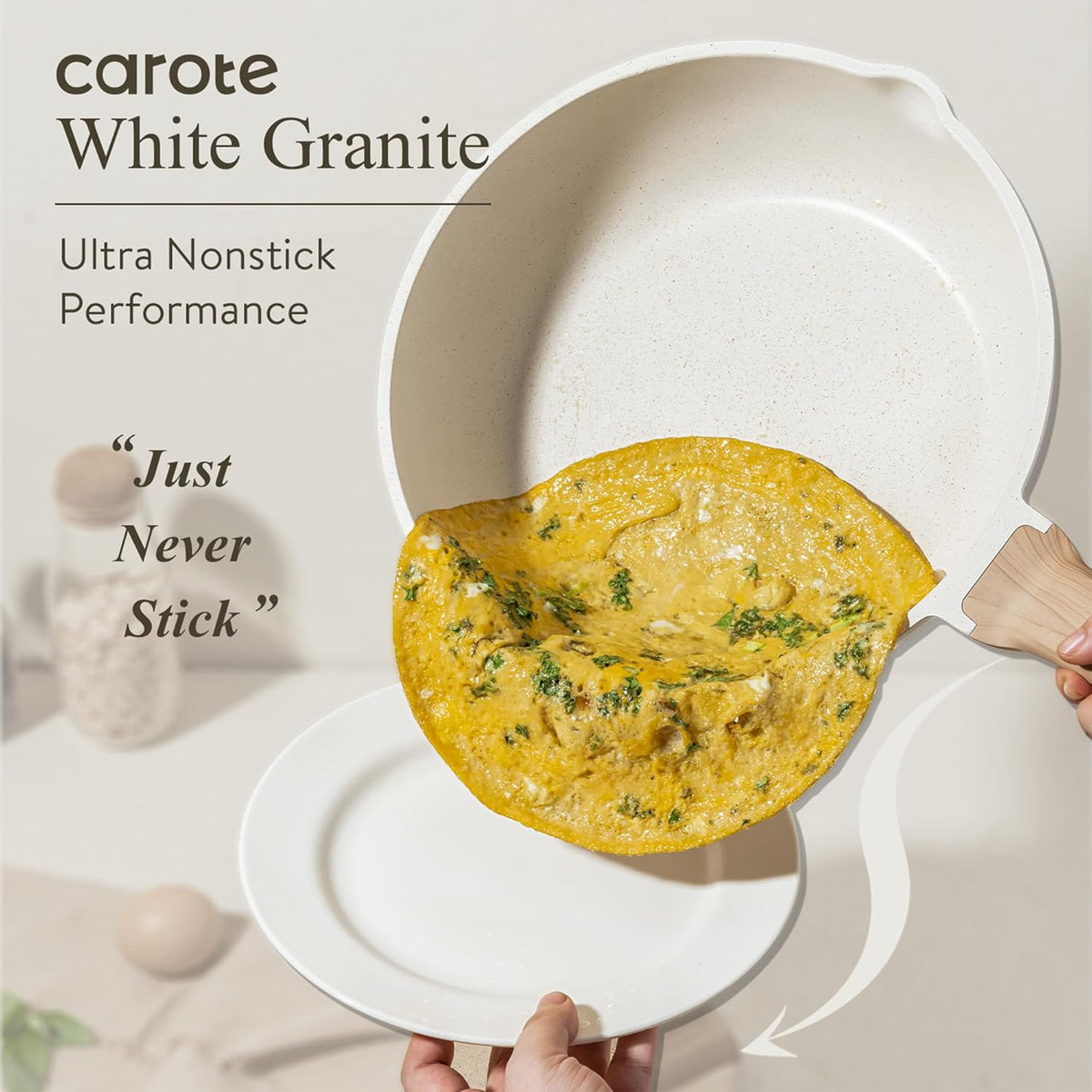 CAROTE 44pcs Pots and Pan Set Nonstick, Cookware Sets, Cooking Set Non Stick, Induction Cook Ware with Bakeware Set, Kitchen Knife Set