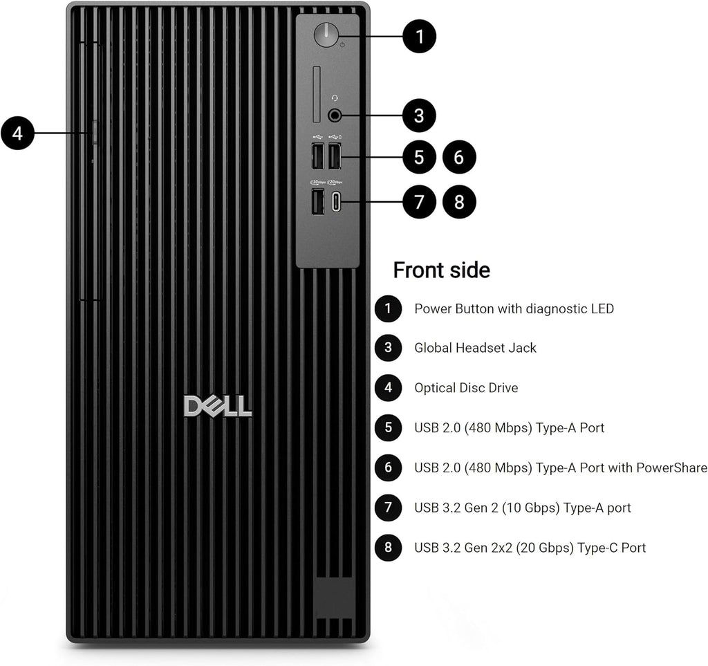 Dell Pro Tower Plus Tower Desktop Computer, Intel Core Ultra 5 235, 16GB RAM, 512GB SSD, Ethernet USB-C DisplayPort, Supports Up to 4 Monitors, Windows 11 Pro, Business Everyday Use