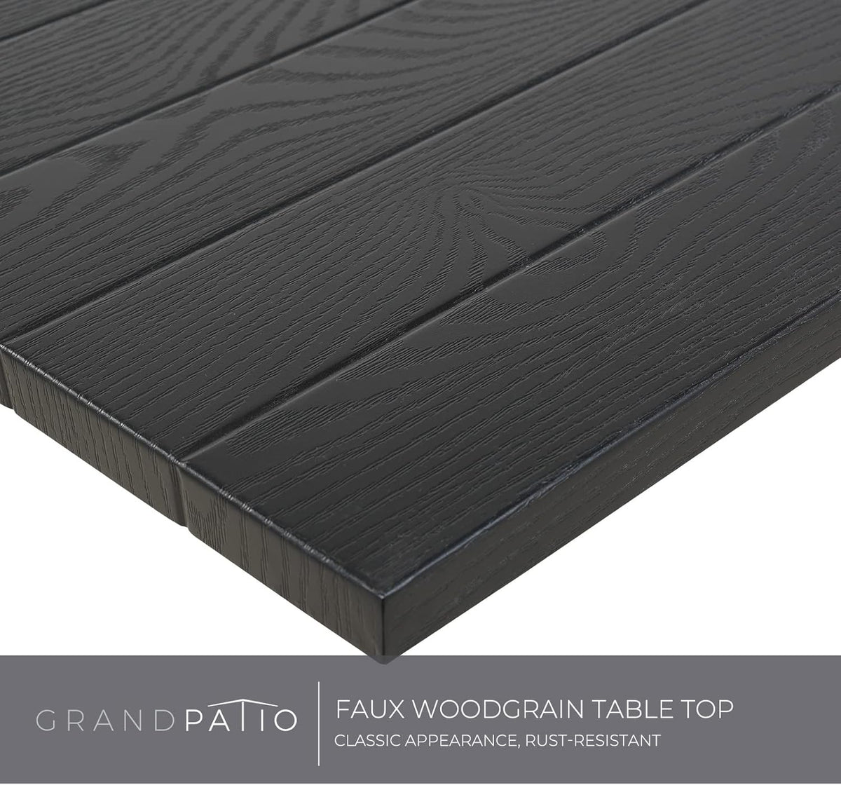 Grand patio 5-Piece Patio Dining Set for 4, E-Coated Outdoor Dining Set Swivel Patio Dining Chairs with Olefin Cushions & 1 Black Square Faux Woodgrain Dining Table with 1.5”Market Umbrella Hole