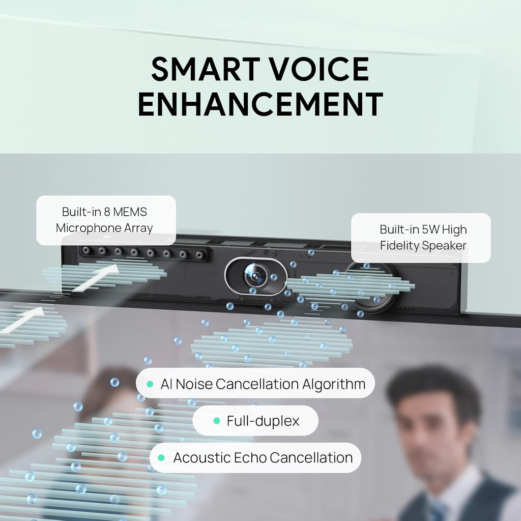 Yealink UVC40 E2 USB Conference Room Camera System Ultra-HD 4K Video Conference Camera 120° Wide-Angle Lens Built-in 8 Microphone Arrays Auto Framing Speaker Tracking and Smart Area Exposure Webcam