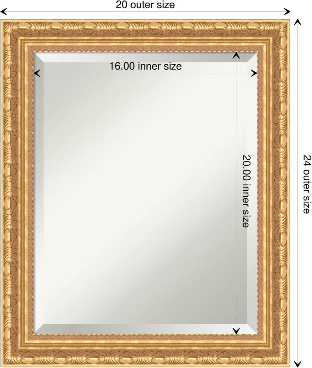Amanti Art Gold Wall Mirror 24x20 Versailles Gold Rectangle Bathroom Mirror for Wall Decor Living Room, Small Traditional Wood Frame, Hangs Horizonally and Vertically, Bathroom Decor, Beveled Edge