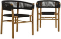 Modway Vienna Outdoor Patio Teak Wood Dining Armchairs with Curved Back Set of 2 in Natural Black – Weather-Resistant Woven Rope Patio Chairs – Stackable Outdoor Accent Chairs for Backyard, Garden