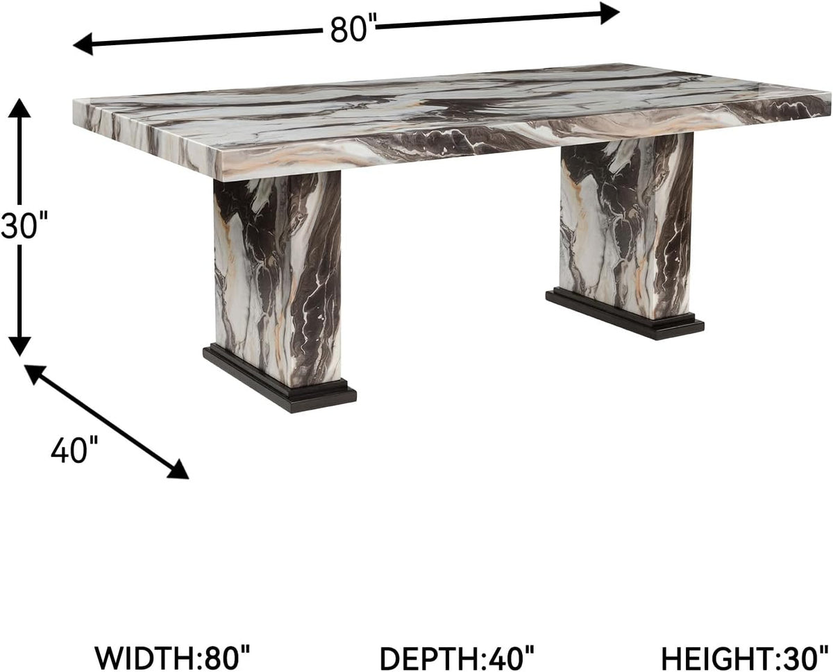 Signature Design by Ashley Jazmore Contemporary Dining Table with Double Pedestal Base, Dark Brown & Beige