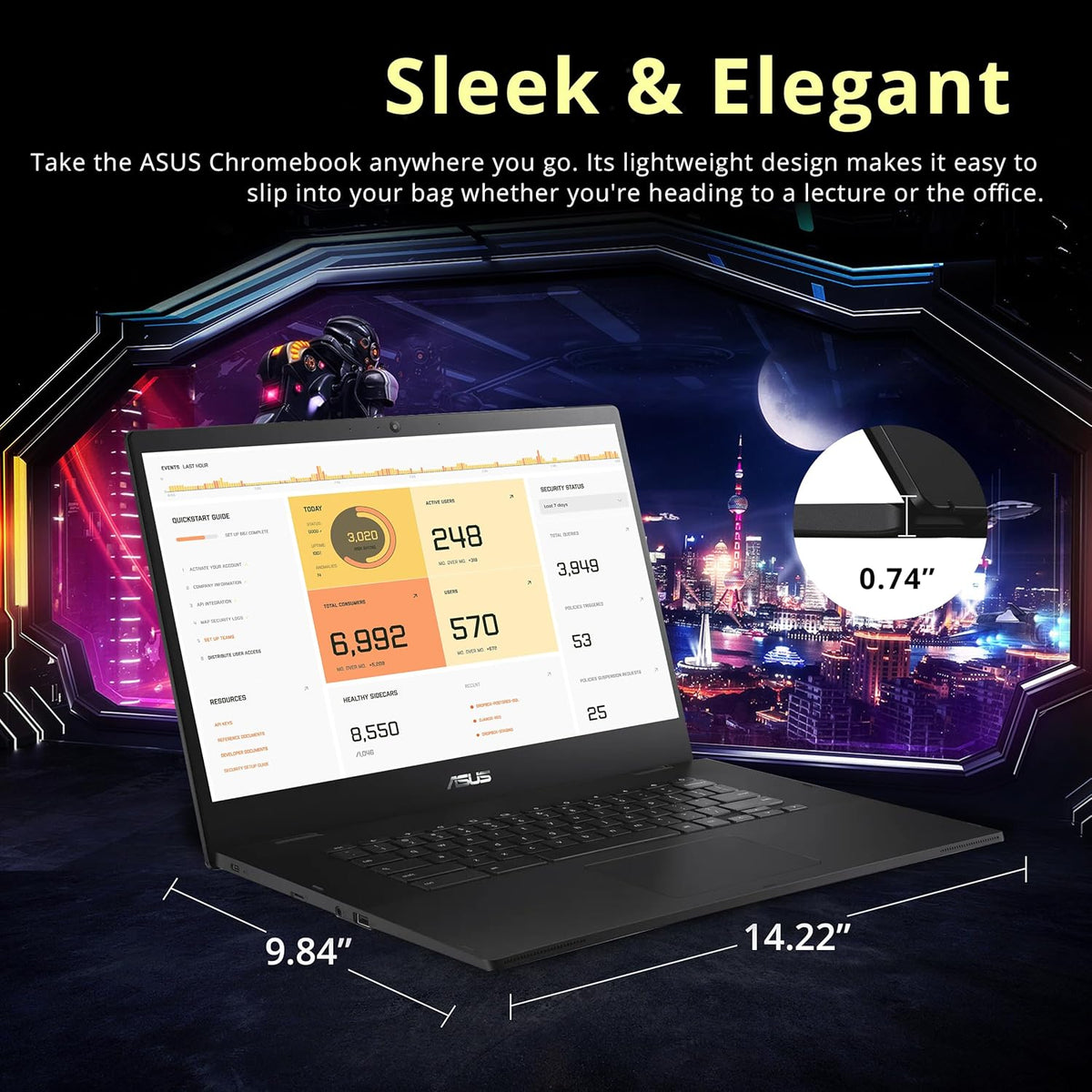 ASUS CX1500CNA Chromebook 15.6" HD Laptop, Intel Celeron N3350 Processor, 4GB RAM, 64GB eMMC Flash Memory, Intel HD Graphics, HD Webcam, Stereo Speakers, Chrome OS, Black, (renewed)