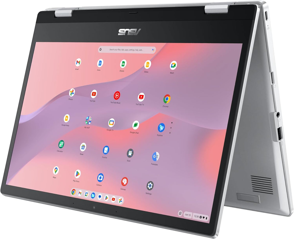 ASUS Chromebook Flip CX1 Convertible Laptop, 14" FHD NanoEdge 360-degree Touchscreen, Intel Celeron N4500 Processor, 128GB eMMC Storage, 8GB RAM, ChromeOS, Transparent Silver, CX1400FKA-AS88FT