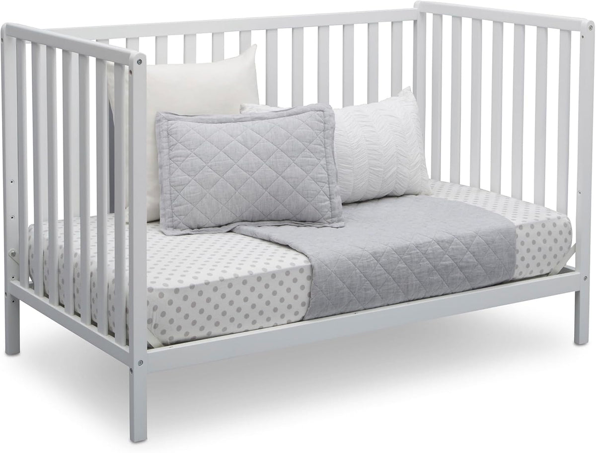 Delta Children Heartland 4-in-1 Convertible Crib - Greenguard Gold Certified, Bianca White