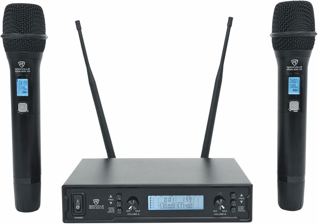 Rockville Power Gig RPG-122K All-in-One DJ/PA Package: (2) 12" DJ/PA Speakers 1000W Peak / 250W RMS with Built-in Bluetooth, USB/SD Player, FM Tuner, Speaker Stands, and Wired Microphone