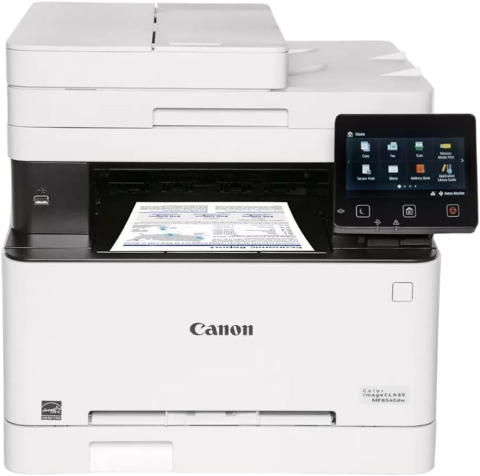Canon Color imageCLASS MF654Cdw - Wireless Duplex Laser Printer, Multifunction with Copier, Scanner, Auto Document Feeder, Mobile Ready, 3 Year Limited Warranty, 22 PPM Color, White