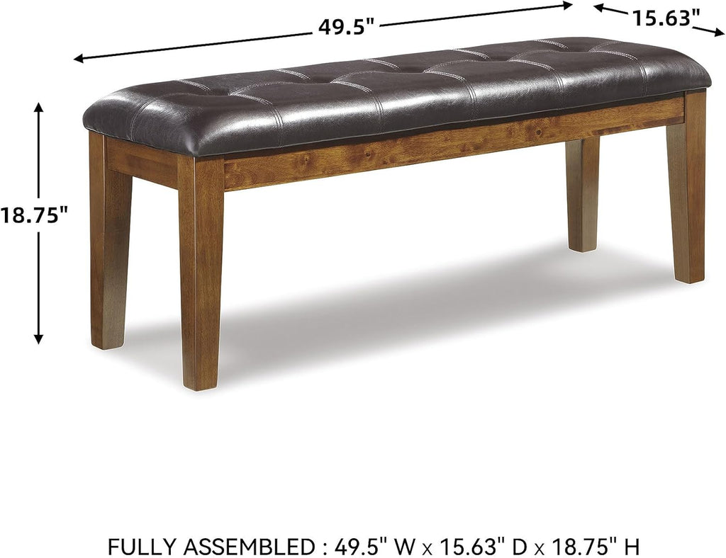 Signature Design by Ashley Ralene Tufted Upholstered Dining Room Bench, Medium Brown