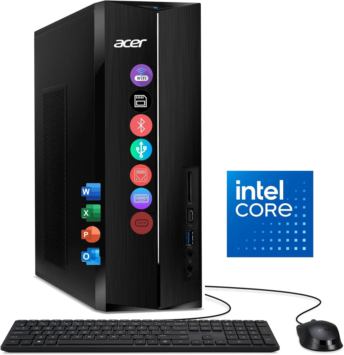 Acer 2026 Desktop Tower, Intel 14th Gen Ultra-Fast 10-Core i5 Processor, 16GB RAM, 1TB Storage HDD, Wi-Fi 6, Support 4K Monitor, Wins 11, Wired KB & Mouse, Free Office 365 on The Web