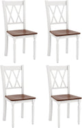 Giantex Dining Room Chairs Set of 4 White - Wooden Farmhouse Kitchen Chairs with Rubber Wood Seat, Acacia Wood Legs, Max Load 360 Lbs, Heavy Duty Wood Armless Dining Chairs with High Back